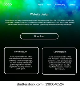 Light Blue, Green vector ui ux kit with space stars. Web ui kit with abstract gradient clouds in its header. This template you can use for landing pages.