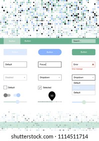Light Blue, Green vector web ui kit with spheres. Colorful Style guide with circles on abstract background. This template you can use for landing pages.