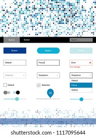 Light Blue, Green vector web ui kit with spheres. Simple Material Design Kit with colorful dots in header. This template you can use for websites.