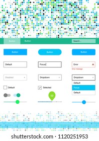 Light Blue, Green vector web ui kit with spheres. Simple Material Design Kit with colorful dots in header. This template you can use for websites.