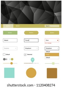 Light Blue, Green vector web ui kit in polygonal style. Web ui kit with abstract gradient triangles in its header. This sample is for your landing page.