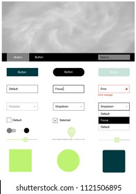 Light Blue, Green vector web ui kit with nebula stars. Colorful ui/ux kit with header consisted of clouds & stars. This template you can use for landing pages.