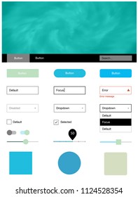 Light Blue, Green vector web ui kit with nebula stars. Simple Material Design Kit with colorful clouds in header. Modern template for your landing page.