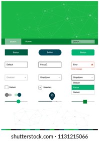 Light Blue, Green vector web ui kit in polygonal style with circles. Ui kit design in abstract style with colorful crystals, circles. Simple colorful design for websites.