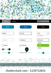 Light Blue, Green vector web ui kit with spheres. Colorful ui/ux kit with header consisted of spheres. This sample is for your landing page.