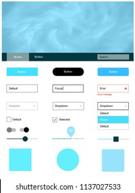 Light Blue, Green vector web ui kit with nebula stars. Simple Material Design Kit with colorful clouds in header. This sample is for your landing page.