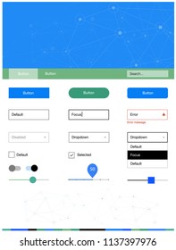 Light Blue, Green vector web ui kit in polygonal style with circles. Ui Ux kit with colorful polygonal background in its header. Modern template for your landing page.