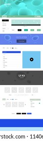 Light Blue, Green vector web ui kit with lamp shapes. Elegant bright illustration with gradient  in memphis style. This template you can use for websites.
