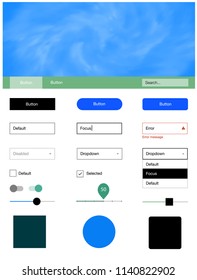 Light Blue, Green vector web ui kit with nebula stars. Web ui kit with abstract gradient clouds in its header. Beautiful layout for websites, landing pages.