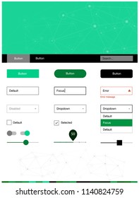 Light Blue, Green vector web ui kit in polygonal style with circles. Colorful ui/ux kit with triangles, circles in header. This template you can use for landing pages.