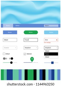 Light Blue, Green vector web ui kit with lamp shapes. Elegant bright illustration with gradient  in memphis style. Beautiful layout for websites, landing pages.