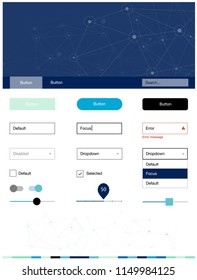 Light Blue, Green vector web ui kit in polygonal style with circles. Style guide with triangles, circles on abstract background. Simple colorful design for websites.