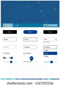 Light Blue, Green vector web ui kit in polygonal style with circles. Style guide with triangles, circles on abstract background. Modern template for your landing page.
