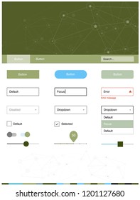 Light Blue, Green vector web ui kit in polygonal style with circles. Colorful ui/ux kit with triangles, circles in header. This template you can use for landing pages.