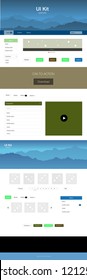 Light Blue, Green vector web ui kit with mountains. Decorative ui kit design in abstract style with colorful rocks. Template for website of outdoor activities.