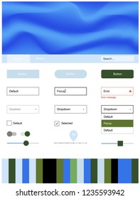 Light Blue, Green vector web ui kit with lamp shapes. Colorful illustration in abstract memphis style with gradient. This template you can use for websites.