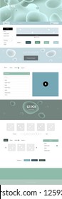 Light Blue, Green vector web ui kit with lamp shapes. Colorful illustration in abstract memphis style with gradient. This template you can use for websites.