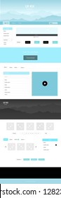 Light Blue, Green vector web ui kit with mountains. Web ui kit with abstract gradient hills in its header. Simple colorful design for tourist websites.