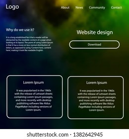 Light Blue, Green vector web ui kit with nebula stars. Web ui kit with abstract gradient clouds in its header. Beautiful layout for websites, landing pages.
