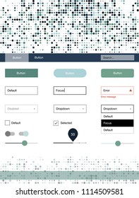 Light Blue, Green vector wireframe kit with dots. Web ui kit with abstract gradient circles in its header. This template you can use for landing pages.