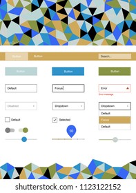 Light Blue, Green vector wireframe kit with crystals. Decorative ui kit design in abstract style with colorful crystals. This template you can use for landing pages.
