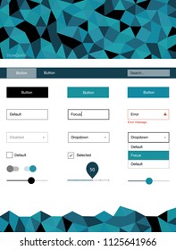 Light Blue, Green vector wireframe kit with crystals. Decorative ui kit design in abstract style with colorful crystals. Modern template for your landing page.