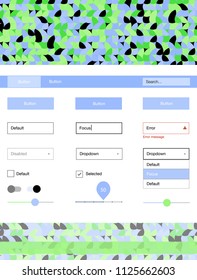 Light Blue, Green vector wireframe kit with dots. Modern Style guide with colorful gradient circles in its header. This sample is for your landing page.