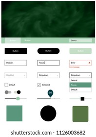 Light Blue, Green vector wireframe kit with galaxy stars. Simple Material Design Kit with colorful clouds in header. This sample is for your website.
