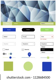 Light Blue, Green vector wireframe kit with crystals. Colorful ui/ux kit with header consisted of triangles. This sample is for your website.