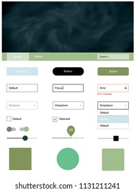Light Blue, Green vector wireframe kit with galaxy stars. Decorative ui kit design in abstract style with colorful sky. This template you can use for websites.