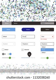 Light Blue, Green vector wireframe kit with dots. Colorful ui/ux kit with header consisted of spheres. This template you can use for landing pages.