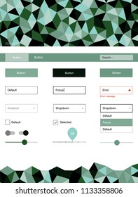Light Blue, Green vector wireframe kit with crystals. Modern Style guide in polygonal style with triangles. This sample is for your website.