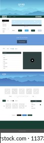 Light Blue, Green vector wireframe kit with nature. Beautiful ui ux kit with colorful mountains in its header. Beautiful layout for websites, landing pages.