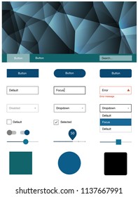 Light Blue, Green vector wireframe kit with crystals. Decorative ui kit design in abstract style with colorful crystals. Modern template for your landing page.