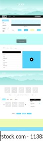 Light Blue, Green vector wireframe kit with nature. Simple Material Design Kit with colorful mountains in header. Sample for your landing page of tourism.