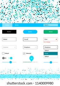 Light Blue, Green vector wireframe kit with dots. Simple Material Design Kit with colorful dots in header. This template you can use for landing pages.