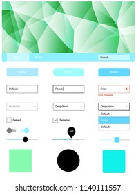 Light Blue, Green vector wireframe kit with crystals. Colorful ui/ux kit with header consisted of triangles. This template you can use for landing pages.