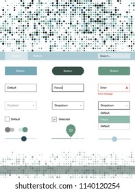 Light Blue, Green vector wireframe kit with dots. Simple Material Design Kit with colorful dots in header. This template you can use for landing pages.