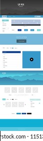 Light Blue, Green vector wireframe kit with nature. Beautiful ui ux kit with colorful mountains in its header. Template for website of outdoor activities.