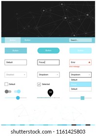 Light Blue, Green vector wireframe kit with crystals, circles. Ui Ux kit with colorful polygonal background in its header. Modern template for your landing page.