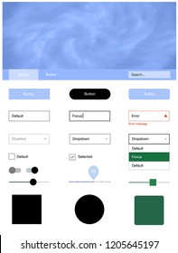 Light Blue, Green vector wireframe kit with galaxy stars. Simple Material Design Kit with colorful clouds in header. This template you can use for websites.