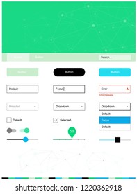 Light Blue, Green vector wireframe kit with crystals, circles. Colorful ui/ux kit with triangles, circles in header. This template you can use for websites.