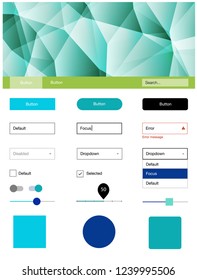 Light Blue, Green vector wireframe kit with crystals. Decorative ui kit design in abstract style with colorful crystals. Simple colorful design for websites.