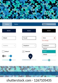 Light Blue, Green vector wireframe kit with dots. Simple Material Design Kit with colorful dots in header. This template you can use for landing pages.