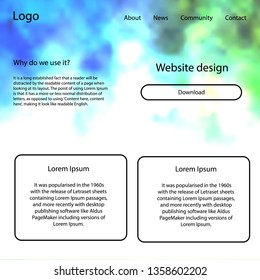 Light Blue, Green vector wireframe kit with galaxy stars. Simple Material Design Kit with colorful clouds in header. Modern template for your landing page.