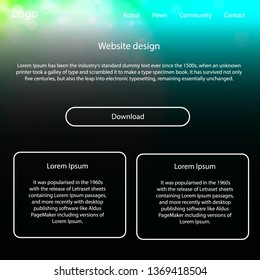 Light Blue, Green vector wireframe kit with galaxy stars. Web ui kit with abstract gradient clouds in its header. This template you can use for landing pages.