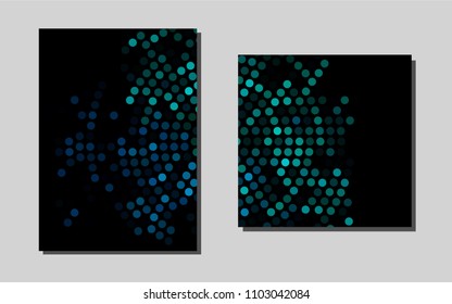 Light Blue, Greenvector brochure for ui, ux design. Glitter abstract design concept with text box. Pattern for beautiful business cards, folders.