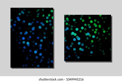 Light Blue, Greenvector cover for Envelopes. Booklet with textbox on colorful abstract background. Pattern for beautiful business cards, folders.