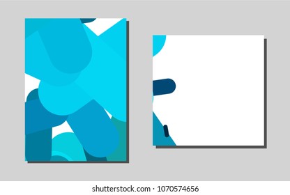 Light Blue, Greenvector cover for Envelopes. Booklet with textbox on colorful abstract background. Beautiful design for cover of notepads.