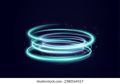 Grano azul claro Twirl png. Efecto de la luz de curva de la línea de neón. Luminosa espiral verde azul png. Elemento para su diseño, publicidad, postales, invitaciones, salvapantallas, sitios web, juegos.